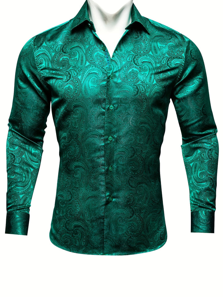 Men's Plus Size Paisley Jacquard Dress Shirt