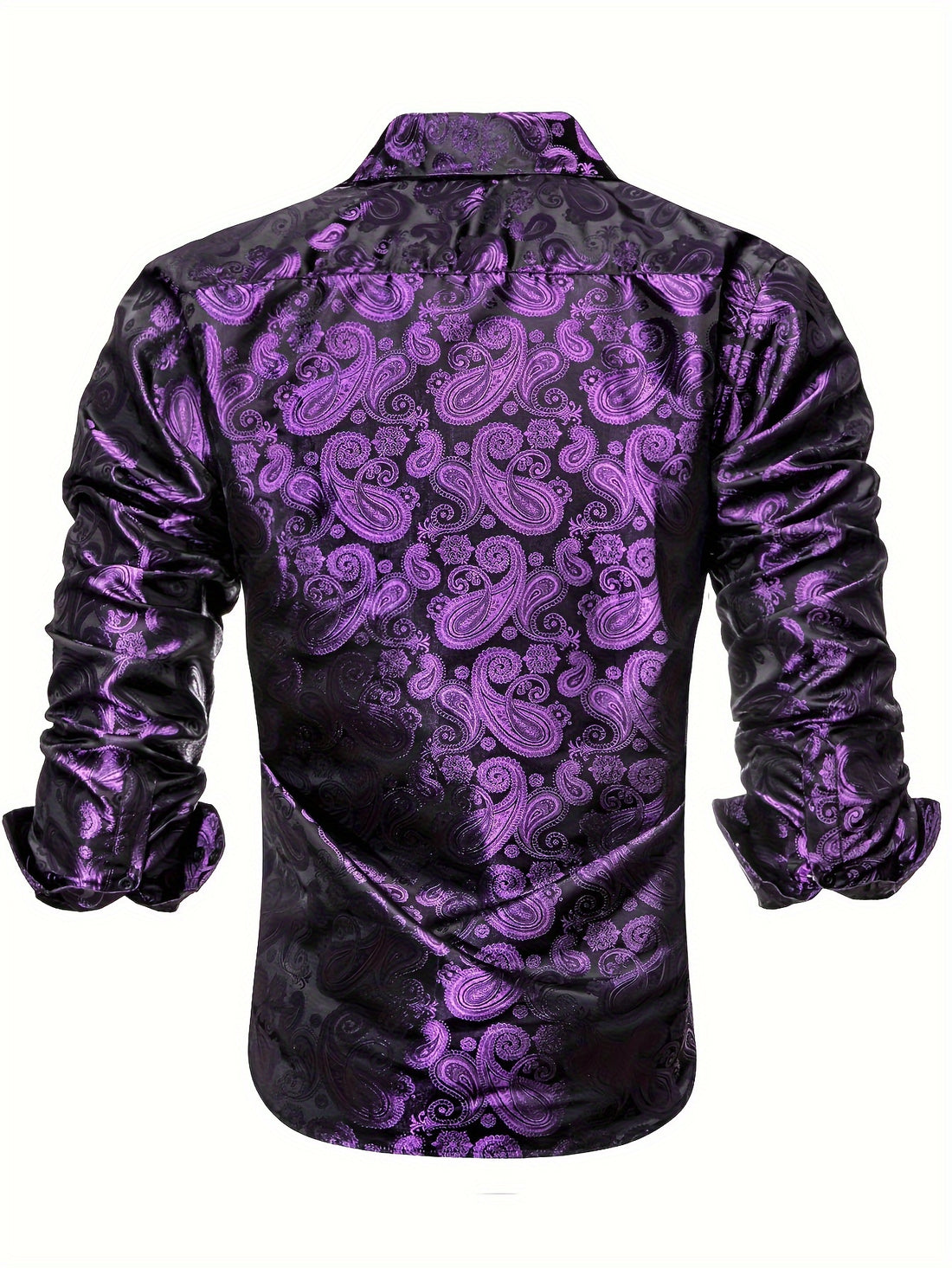 WSHOWY Men's Paisley Print Lapel Shirt