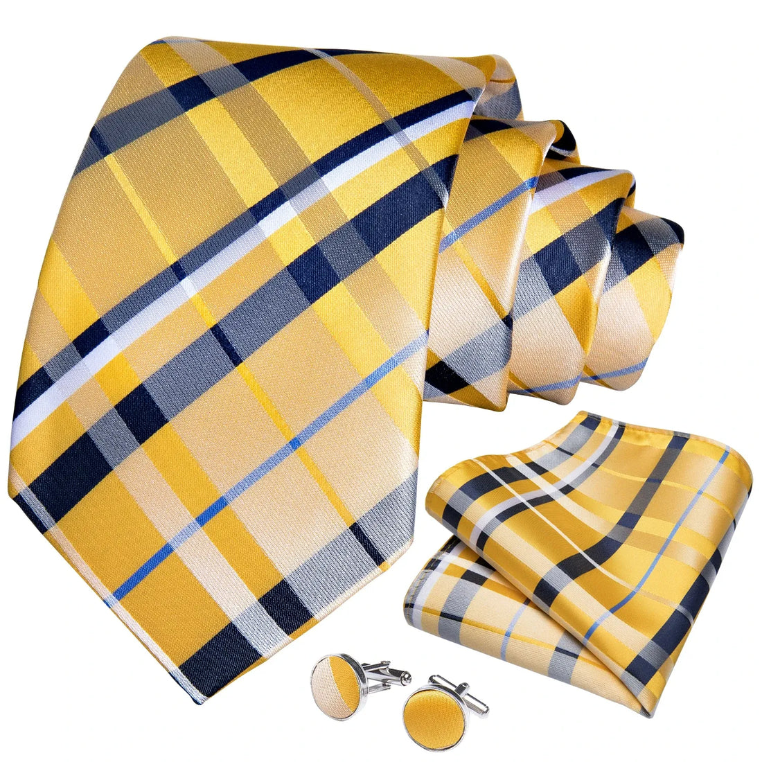 160cm Extra Length Men's Tie Set Handkerchief Cufflinks