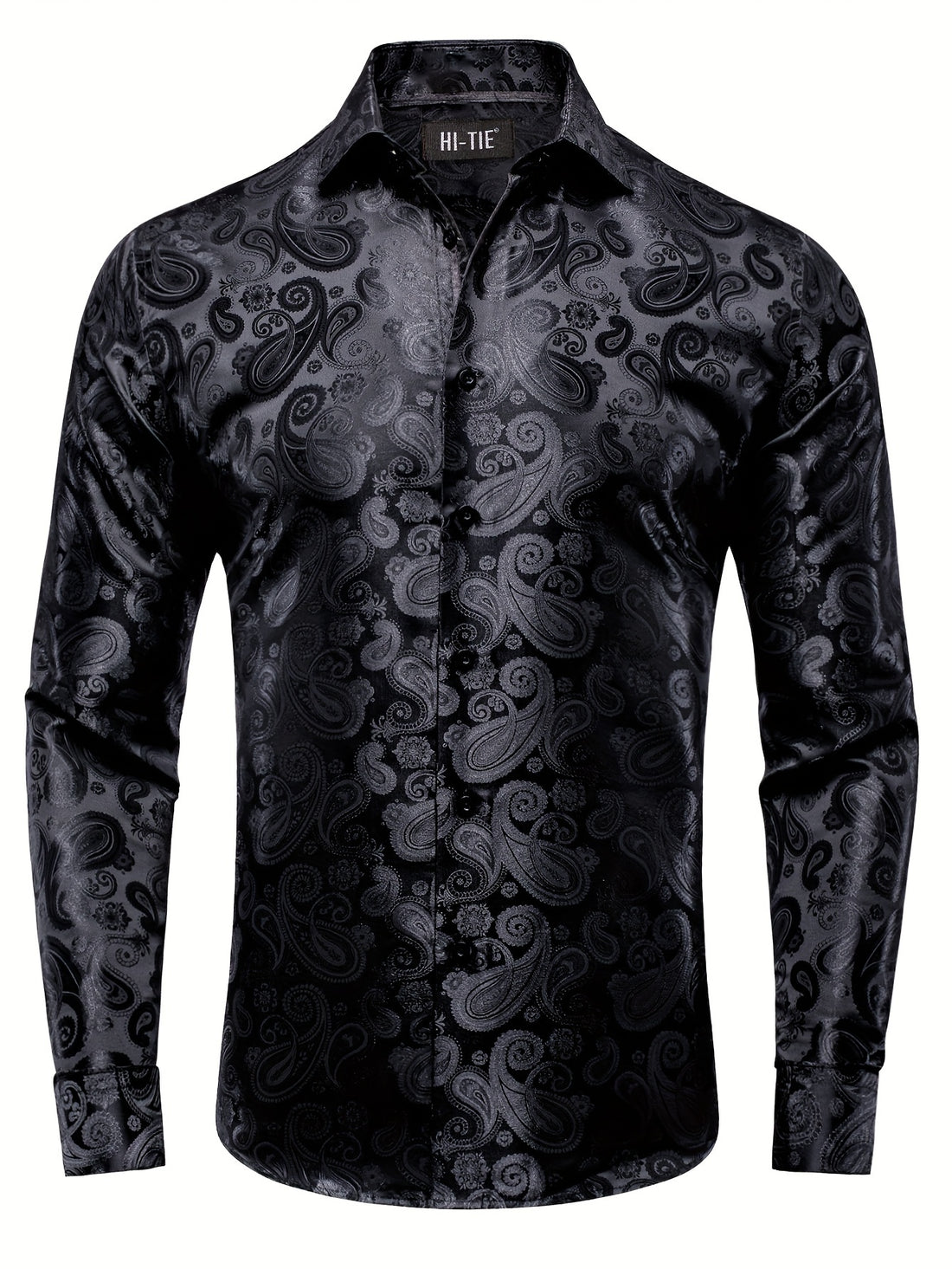 WSHOWY Men's Paisley Print Lapel Shirt