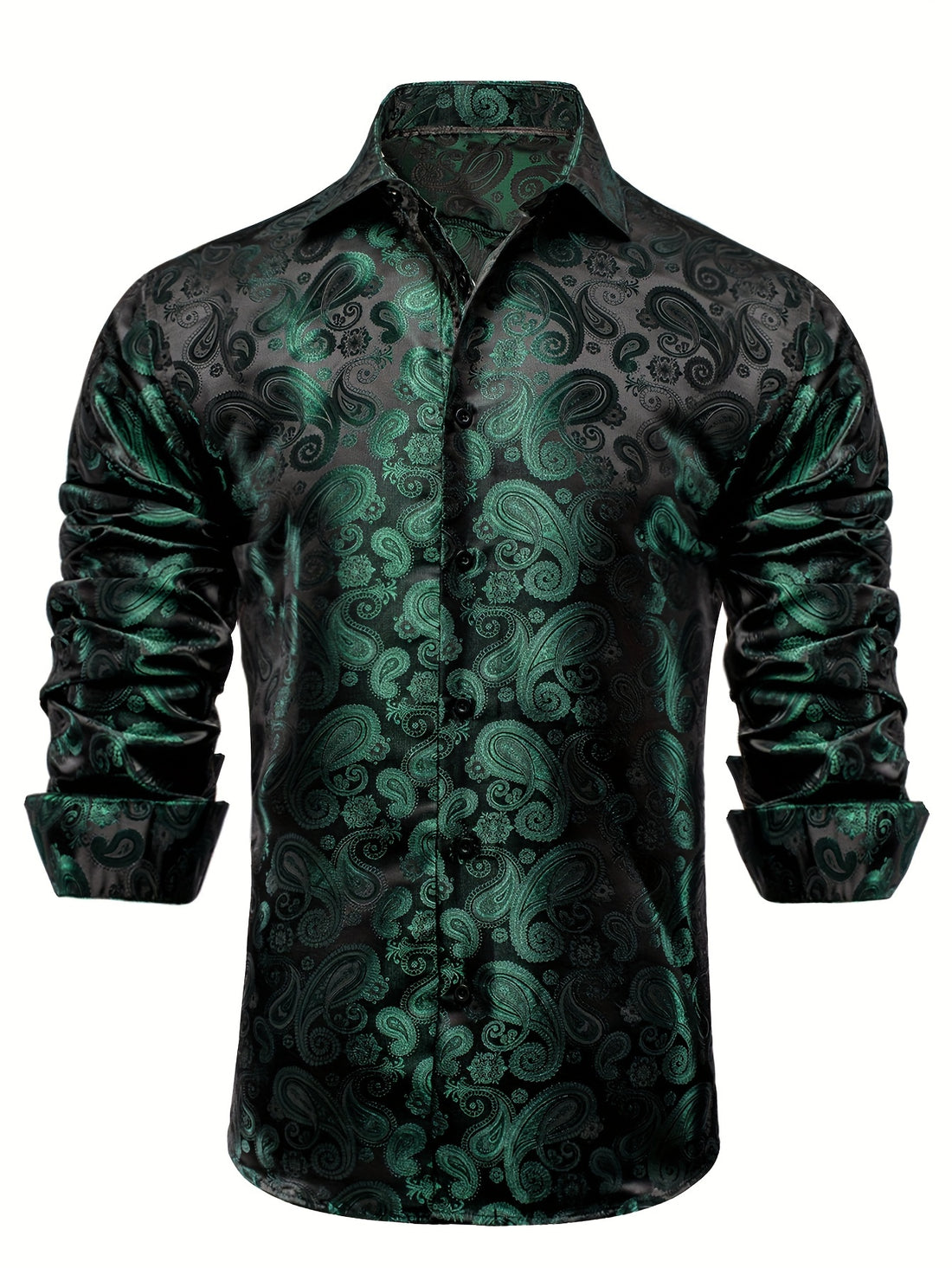 WSHOWY Men's Paisley Print Lapel Shirt