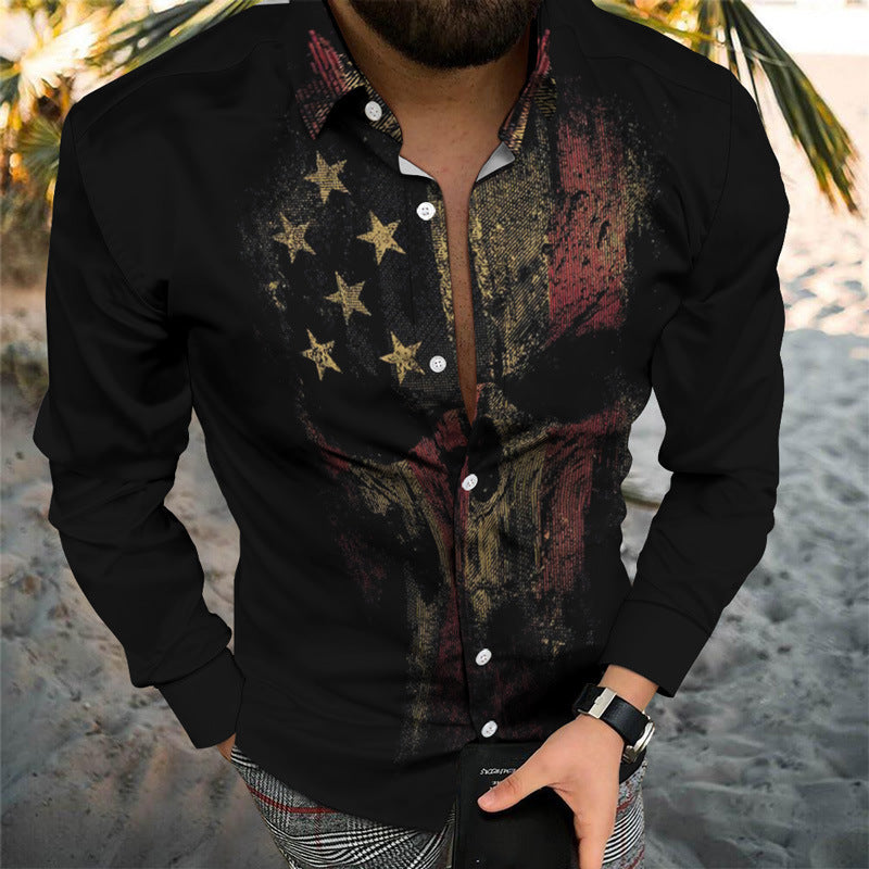 3D Printed Skull Shirt Men's Button Cardigan