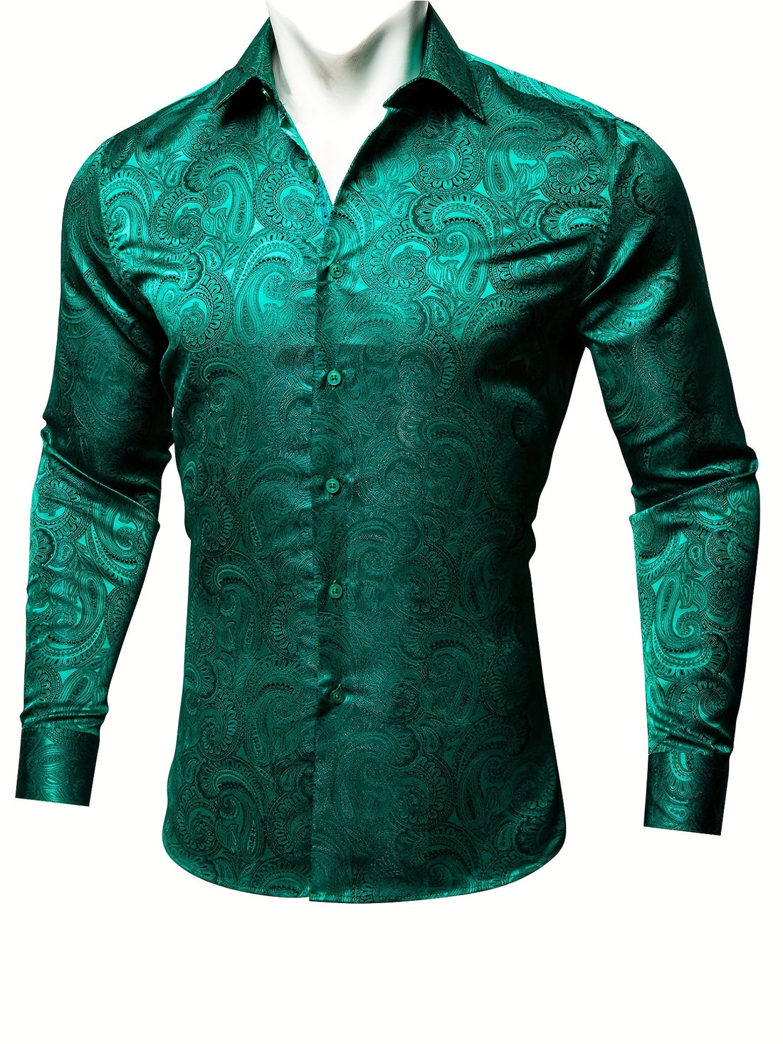 Men's Plus Size Paisley Jacquard Dress Shirt