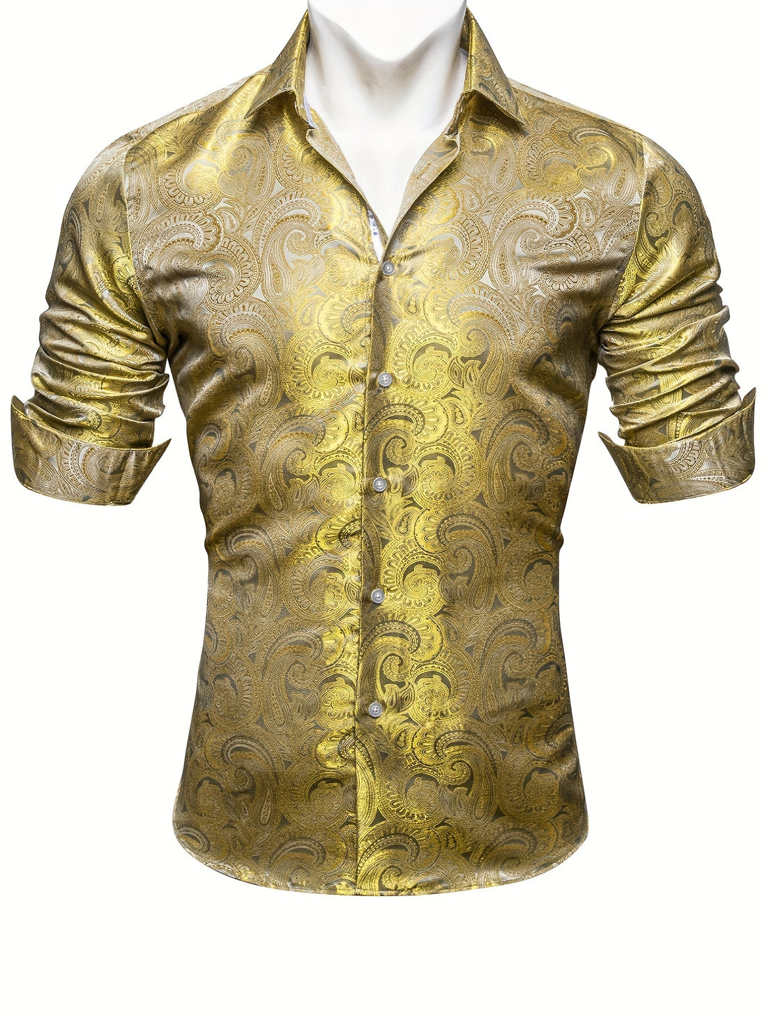 Men's Plus Size Paisley Jacquard Dress Shirt