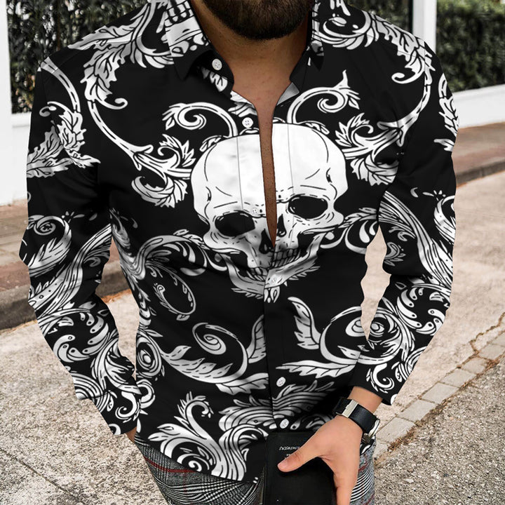 3D Printed Skull Shirt Men's Button Cardigan