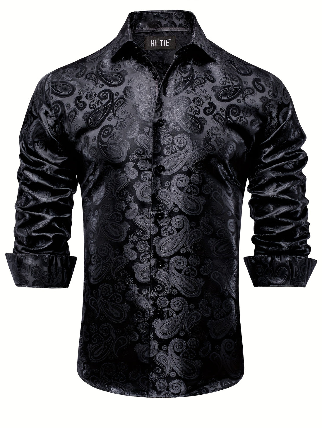 WSHOWY Men's Paisley Print Lapel Shirt