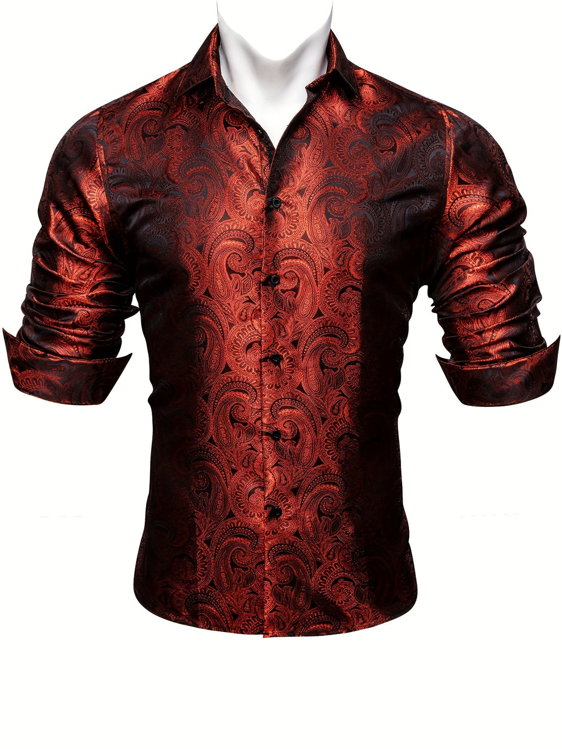 Men's Plus Size Paisley Jacquard Dress Shirt