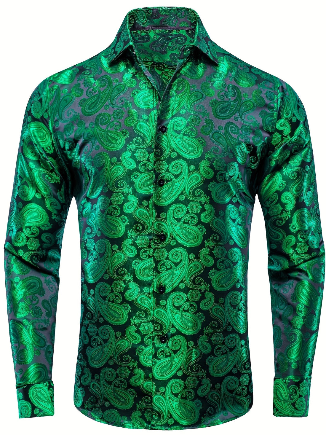 WSHOWY Men's Paisley Print Lapel Shirt