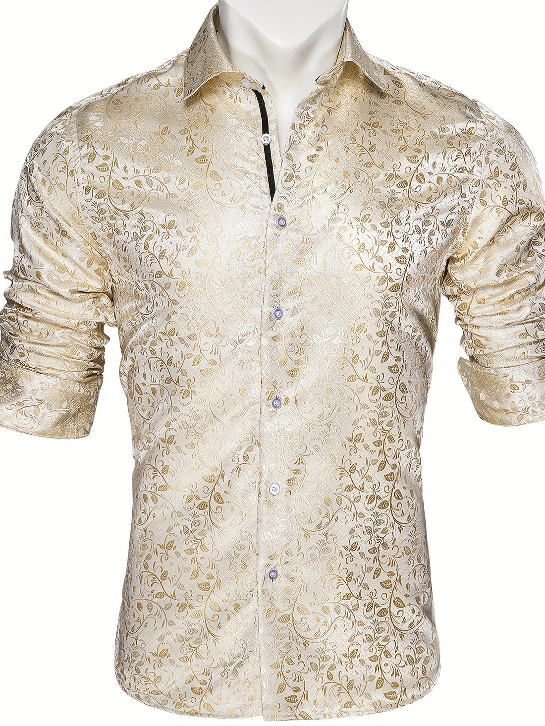 Men's Slim Fit Beige Floral Shirt