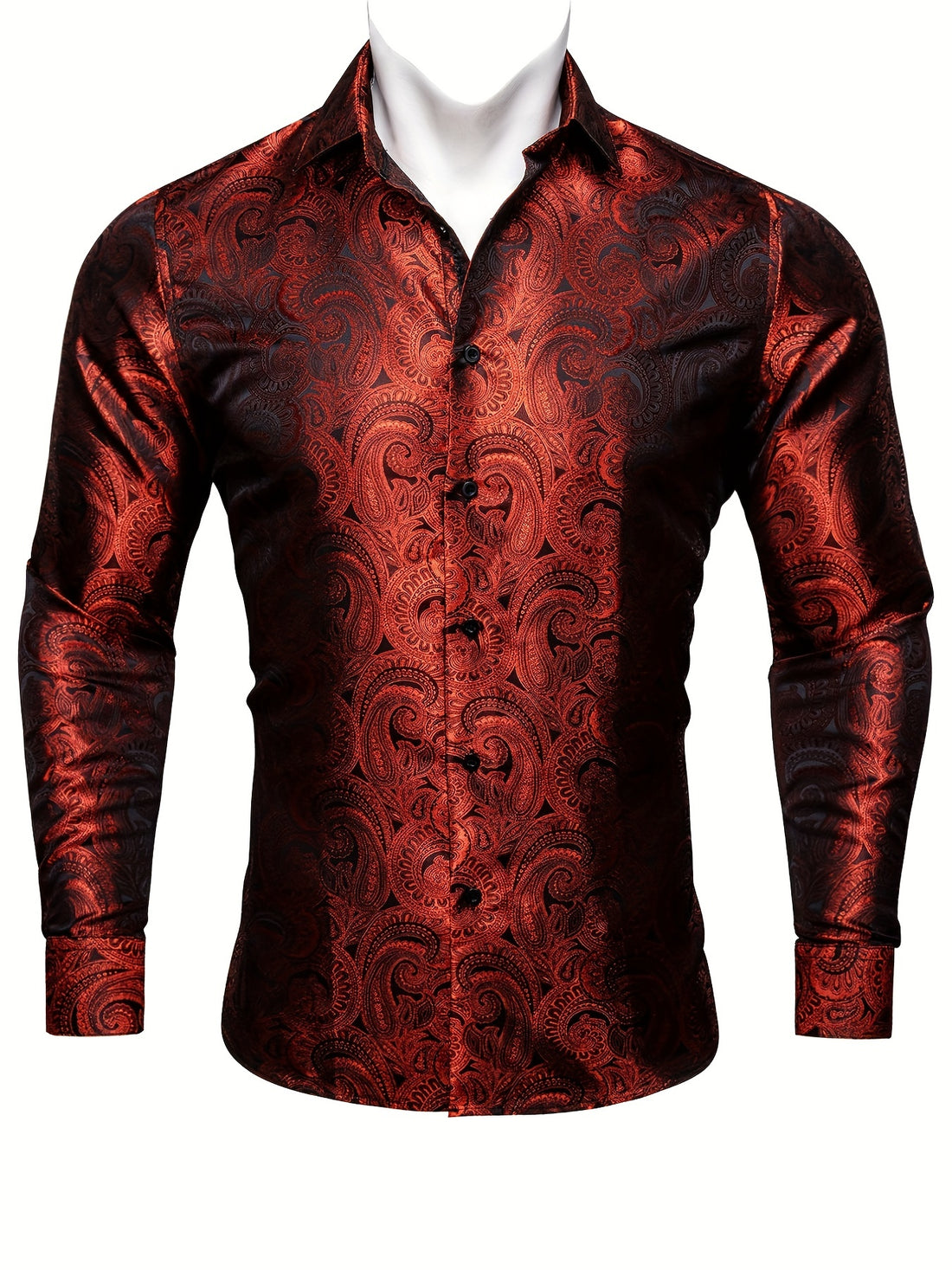 Men's Plus Size Paisley Jacquard Dress Shirt