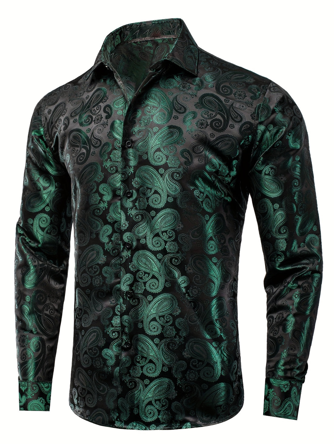 WSHOWY Men's Paisley Print Lapel Shirt