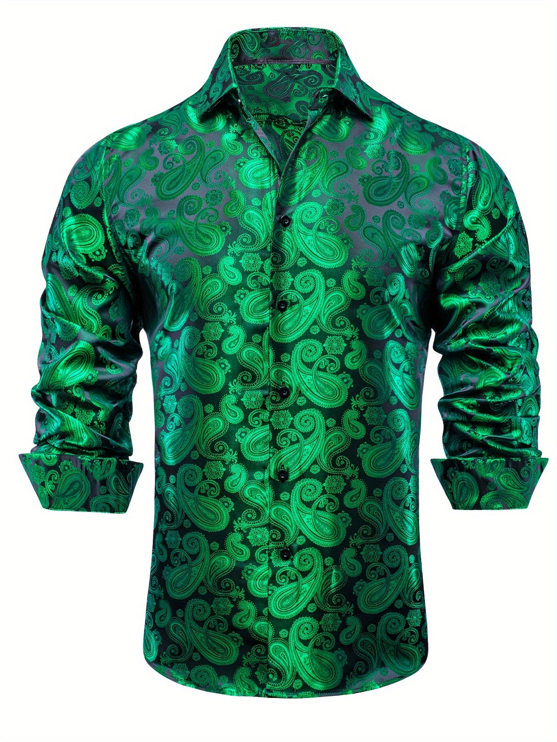 WSHOWY Men's Paisley Print Lapel Shirt