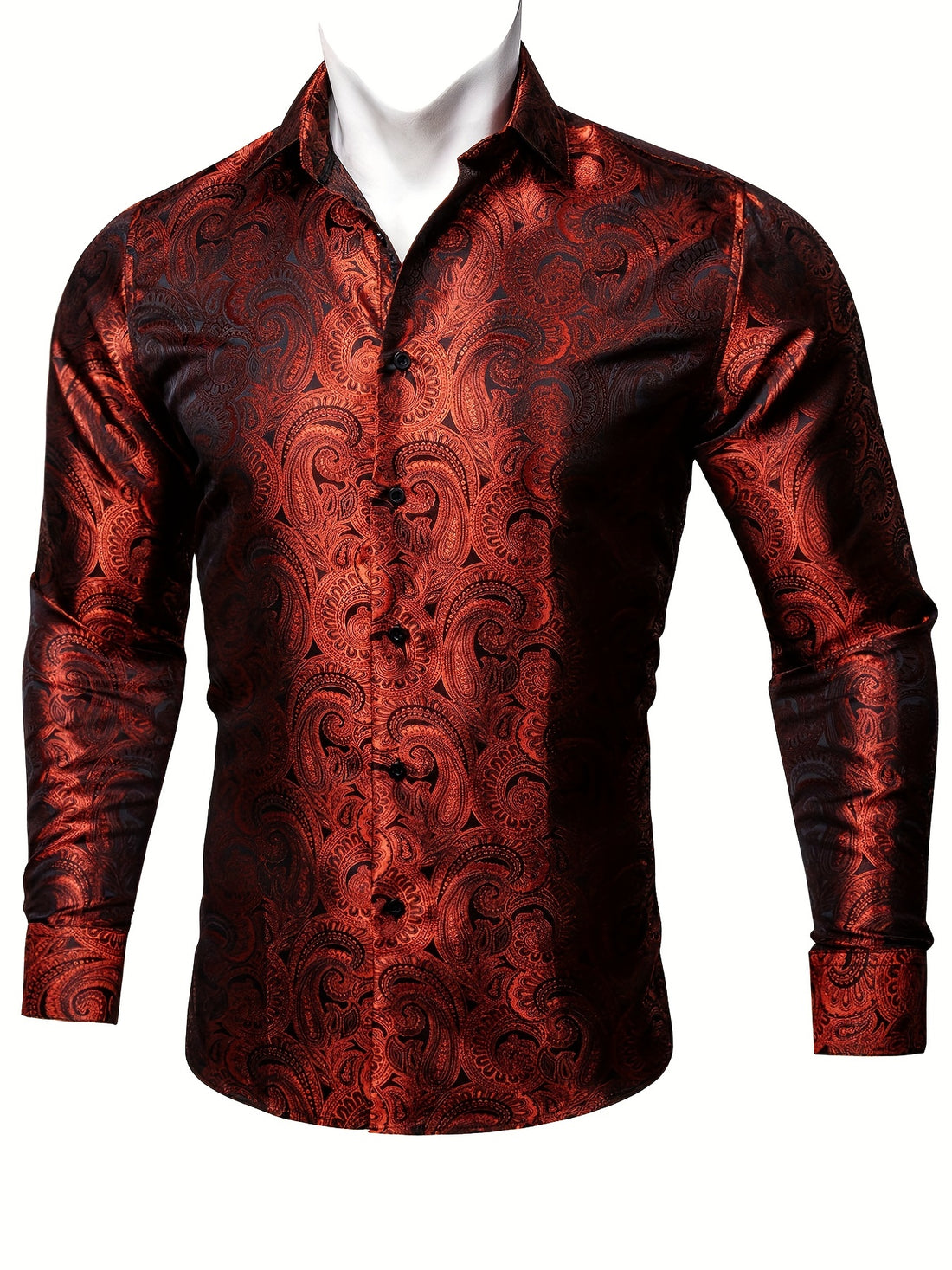 Men's Plus Size Paisley Jacquard Dress Shirt