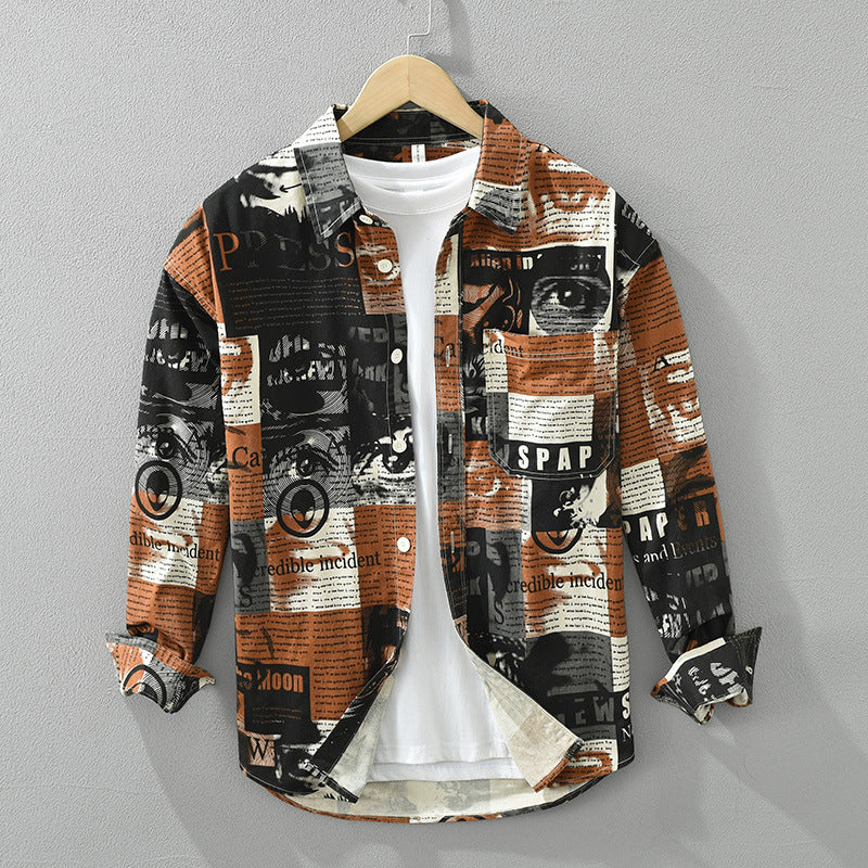 Printed Long-sleeved Shirt Fashionable All-match Artistic Casual