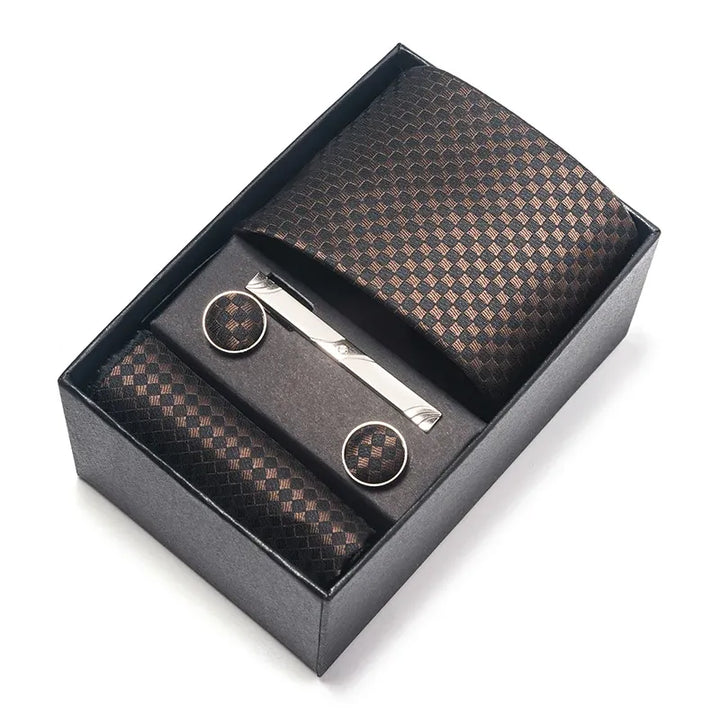 Luxury Brand 8 cm Tie Handkerchief Cufflink Clip Set