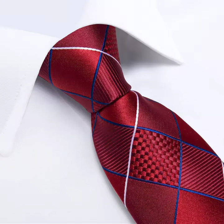 Classical Red Plaid Men's Tie Set