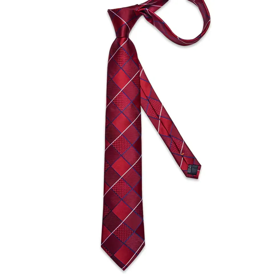 Classical Red Plaid Men's Tie Set