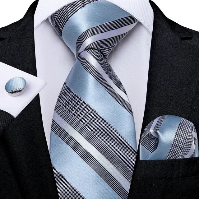 160cm Extra Length Men's Tie Set Handkerchief Cufflinks