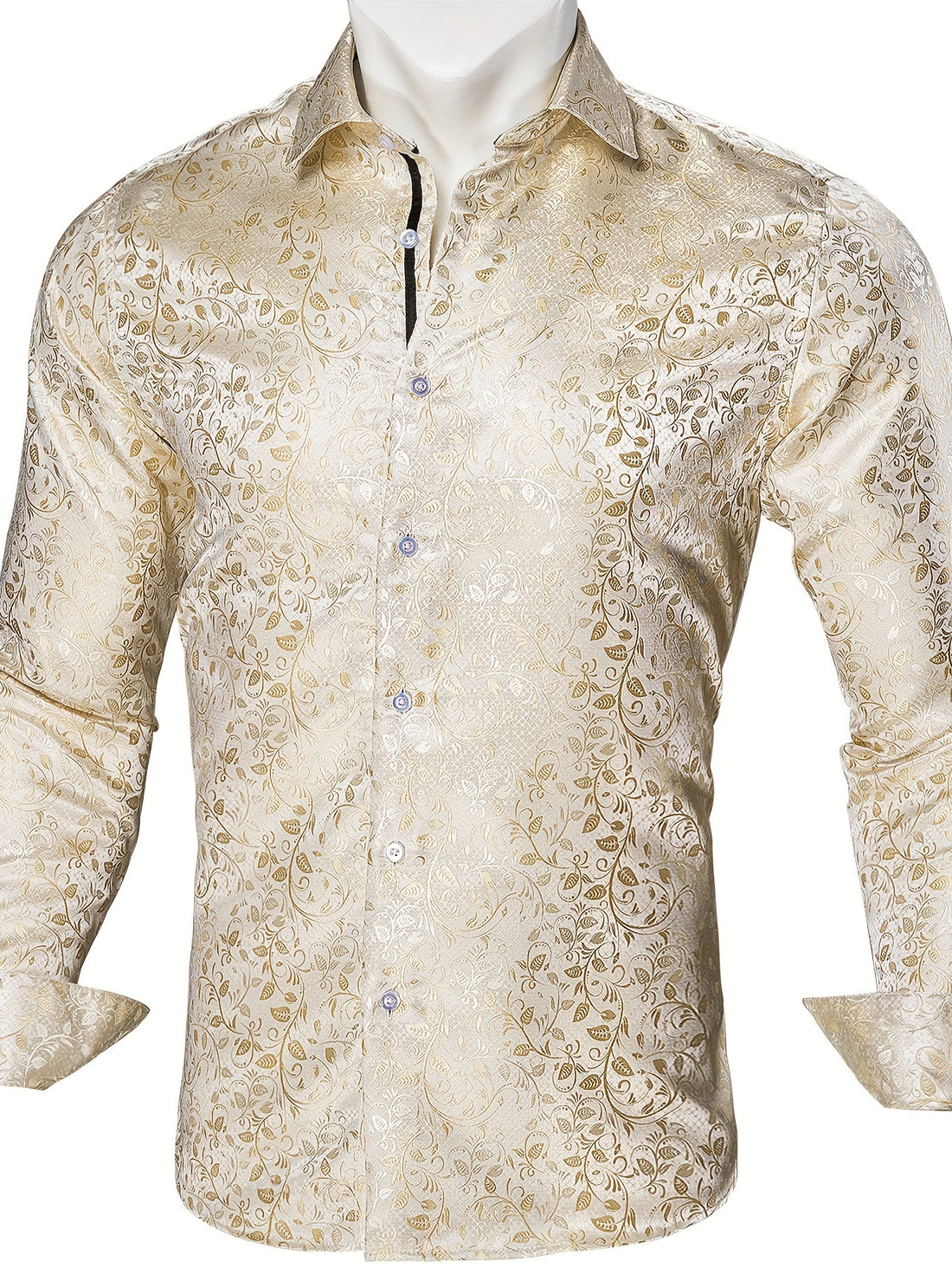 Men's Slim Fit Beige Floral Shirt