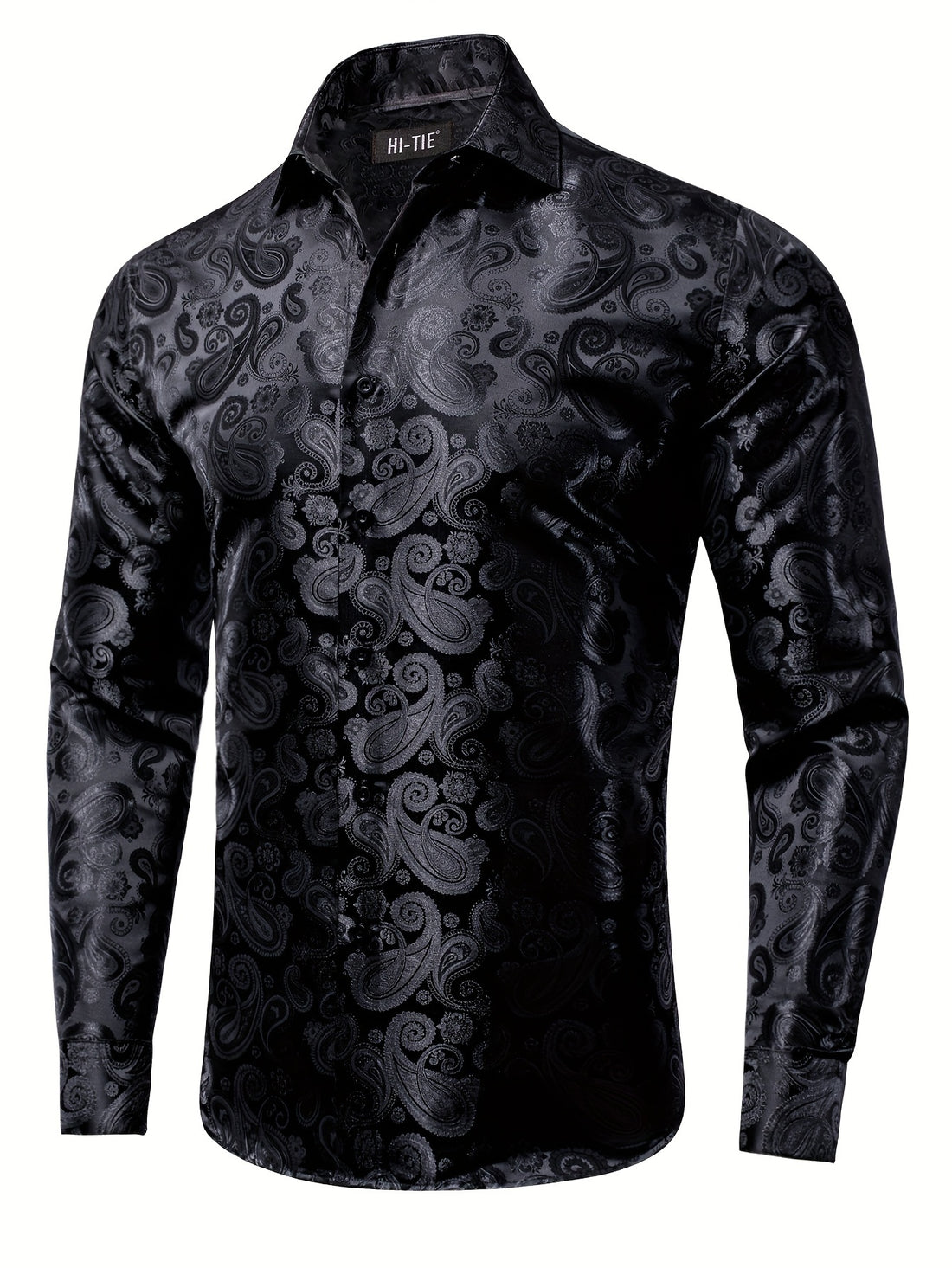 WSHOWY Men's Paisley Print Lapel Shirt