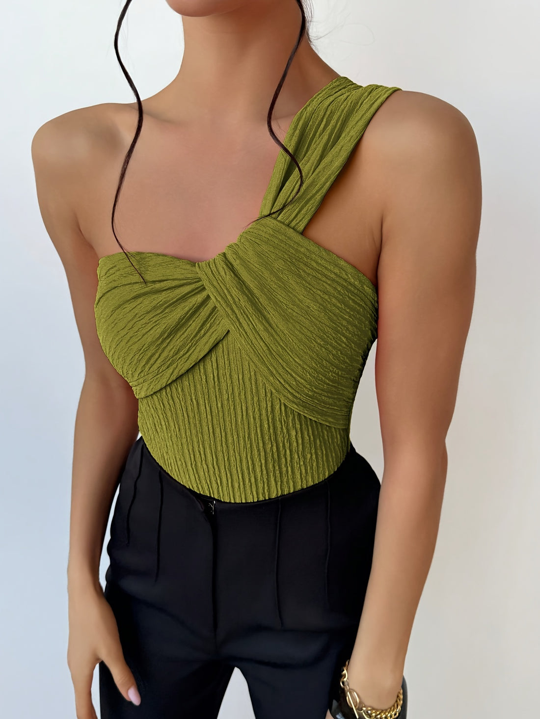 Vibrant Ruched One Shoulder Bodysuit