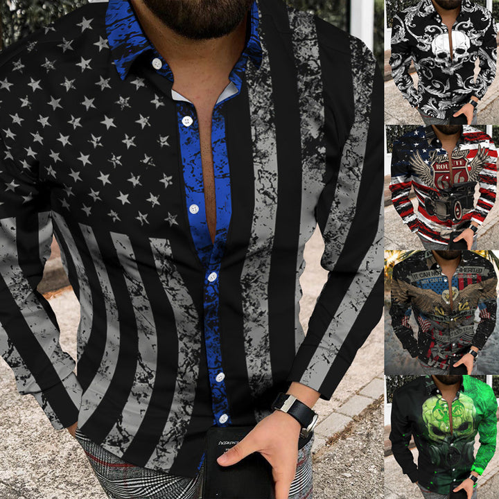 3D Printed Skull Shirt Men's Button Cardigan