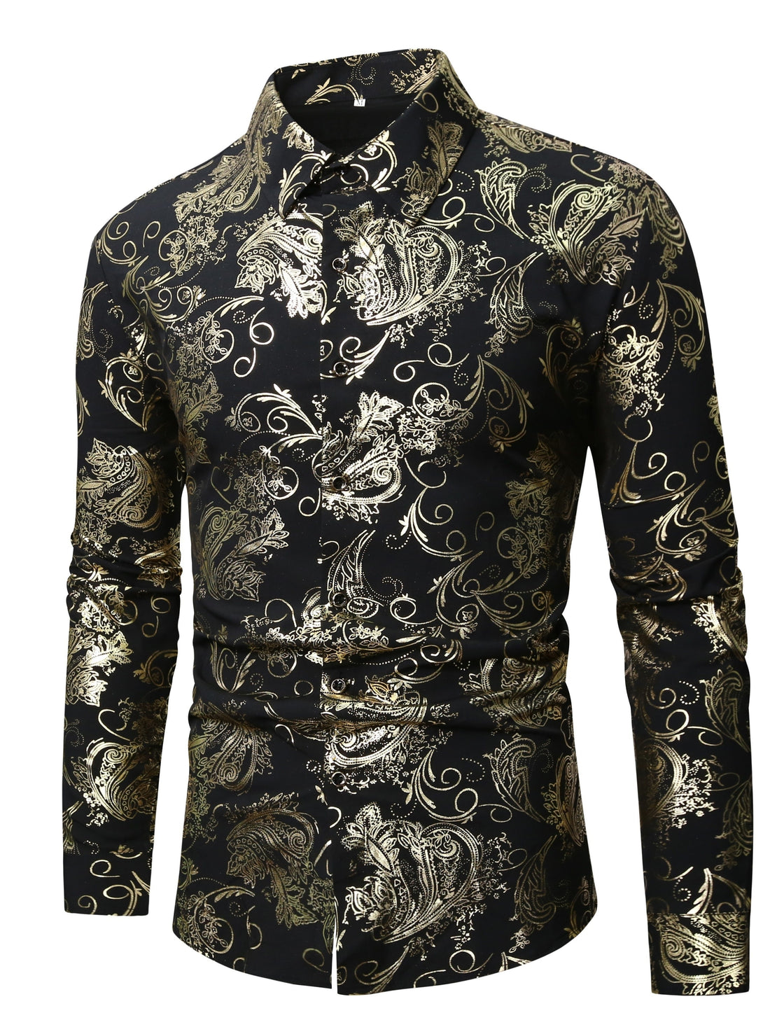 Vintage Floral Print Men's Long Sleeve Shirt