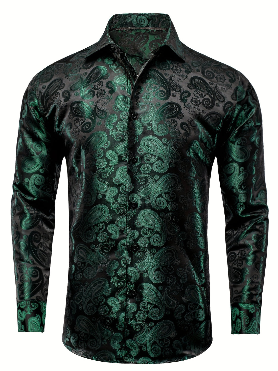 WSHOWY Men's Paisley Print Lapel Shirt