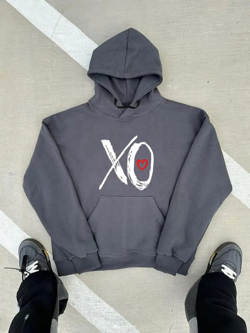 Men's Casual XO Print Valentine's Hoodie